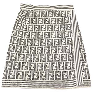 フェンディ サマーニット コットン アイボリー グレー セットアップ スカート