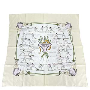 エルメス カレ 90 Traite des armes フェンシング シルク アイボリー スカーフ