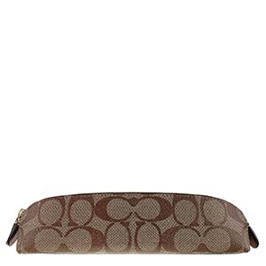 コーチ シグネチャー PVC レザー ベージュ ブラウン ペンケース