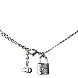 ディオール 南京錠 ロゴ シルバー ネックレス