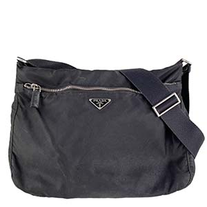 プラダ ナイロン キャンバス ブラック ショルダーバッグ