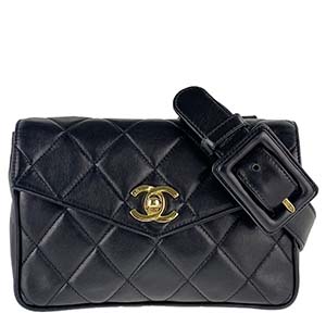 シャネル マトラッセ 17㎝ ラムスキン ブラック ウエストバッグ