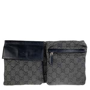 グッチ GGキャンバス キャンバス レザー ブラック ウエストバッグ