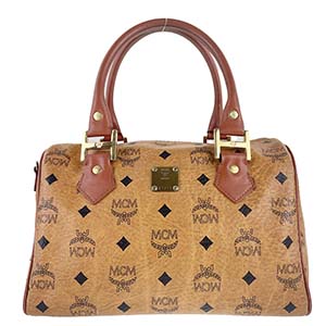 MCM ヴィトセス PVC レザー ブラウン ボストンバッグ