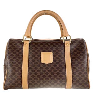 セリーヌ マカダム PVC レザー ブラウン ミニ ボストンバッグ