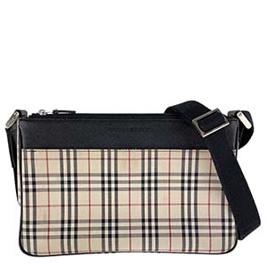 バーバリー ノバチェック キャンバス レザー ベージュ ブラウン ショルダーバッグ