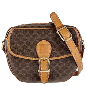 セリーヌ マカダム PVC レザー ブラウン ショルダーバッグ