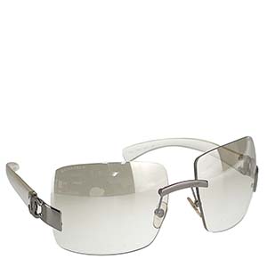 シャネル メタル プラスチック ブラウン グラデーション リムレス サングラス