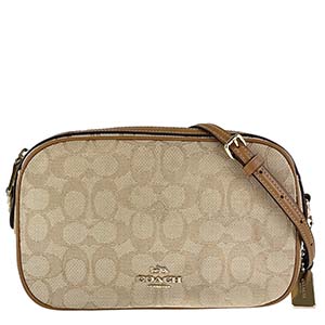 コーチ シグネチャー キャンバス レザー ベージュ ブラウン ショルダーバッグ