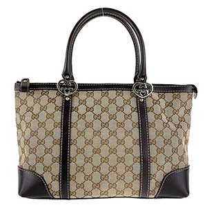グッチ GGキャンバス キャンバス レザー ベージュ ブラウン ハートメタル ハンドバッグ
