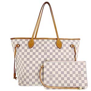 ルイ・ヴィトン ダミエ アズール ネヴァーフルMM ホワイト トートバッグ