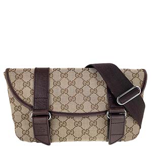 グッチ GGキャンバス キャンバス レザー ベージュ ブラウン ウエストバッグ