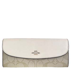 コーチ シグネチャー PVC レザー ホワイト ベージュ 長財布