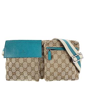 グッチ GGキャンバス キャンバス レザー ベージュ グリーン ウエストバッグ