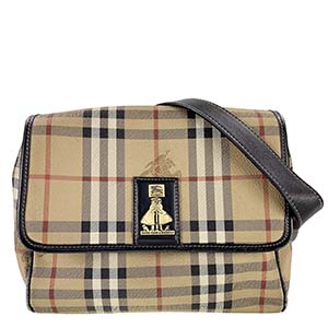 バーバリー ノバチェック キャンバス レザー ベージュ ブラウン ショルダーバッグ