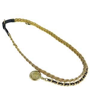 シャネル メダリオン レザー ゴールドメッキ ブラック チェーンベルト