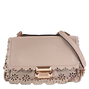 マイケルコース スローン スモール フローラル スカロップ レザー ベージュ ショルダーバッグ