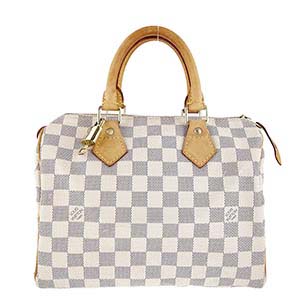 ルイ・ヴィトン ダミエ アズール スピーディ25 ホワイト ハンドバッグ
