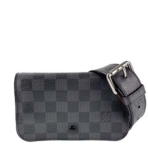 ルイ・ヴィトン ダミエ グラフィット サンチュール ポシェット オム ブラック ポーチ付き ベルト