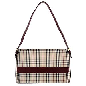 バーバリー ノバチェック キャンバス レザー ベージュ ブラウン ショルダーバッグ