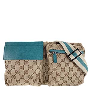 グッチ GGキャンバス キャンバス レザー ベージュ グリーン ウエストバッグ
