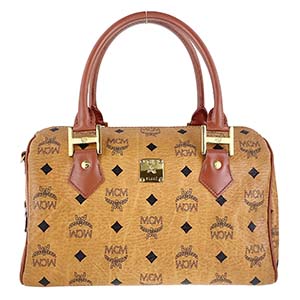 MCM ヴィトセス PVC レザー ブラウン ボストンバッグ