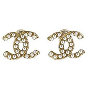 シャネル CCロゴ ゴールドメッキ フェイクパール ゴールド ピアス