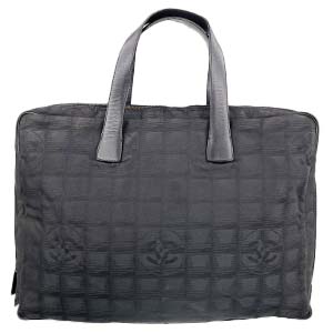 シャネル ニュートラベルライン ナイロンジャガード レザー ブラック トートバッグ