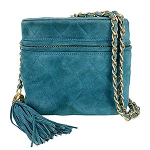 シャネル マトラッセ スエード グリーン フリンジ ショルダーバッグ