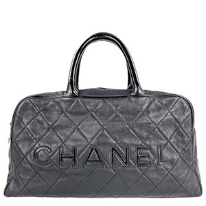 シャネル マトラッセ キャビアスキン ブラック ボーリングバッグ ボストンバッグ