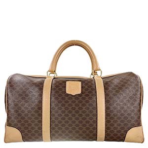 セリーヌ マカダム PVC レザー ブラウン ボストンバッグ