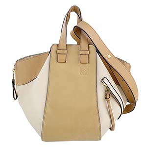 ロエベ ハンモック スモール カーフスキン アイボリー ベージュ  2WAY ハンドバッグ