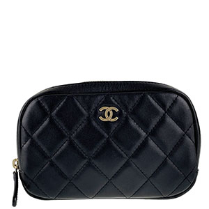 シャネル クラシック マトラッセ  ブラック スモール ポーチ