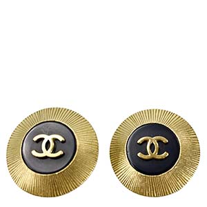 シャネル CCロゴ ゴールドメッキ ゴールド ブラック イヤリング