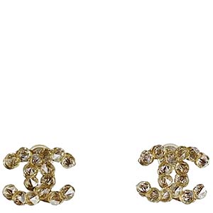 シャネル CCロゴ ゴールドメッキ ラインストーン ゴールド ピアス