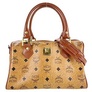 MCM ヴィトセス PVC レザー ブラウン 2ＷAY ボストンバッグ