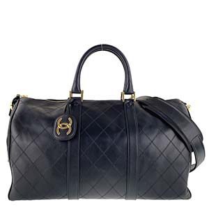 シャネル ビコローレ マトラッセ ラムスキン ブラック 2WAY ボストンバッグ