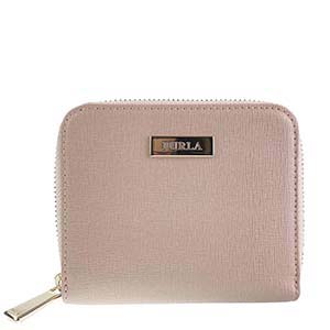 フルラ サフィアーノレザー ピンクベージュ ラウンドファスナー 二つ折り 財布