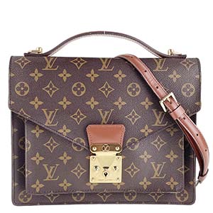 ルイ・ヴィトン モノグラム モンソー28 ブラウン 2WAY ハンドバッグ
