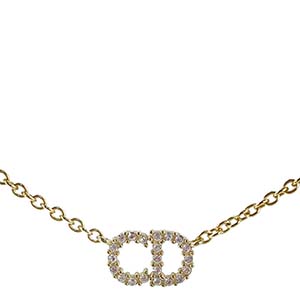 ディオール クレール ディー リュヌ ゴールドメッキ ラインストーン ゴールド ネックレス