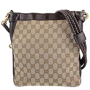 グッチ GGキャンバス キャンバス レザー ベージュ ブラウン ショルダーバッグ
