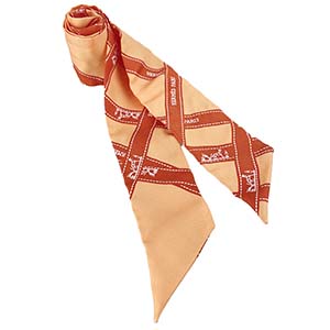エルメス ツイリー ボルデュック リボン シルク オレンジ クレーム スカーフ