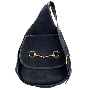 グッチ ホースビット スエード ブラック ワンショルダーバッグ