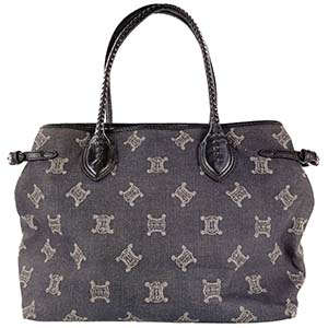 セリーヌ パリマカダム トリオンフ デニム レザー インディゴ トートバッグ