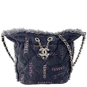 シャネル マトラッセ スモール バケットバッグ デニム ブラック ショルダーバッグ