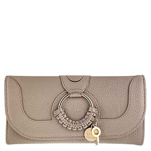 シーバイクロエ ハナ レザー グレージュ 二つ折り 長財布