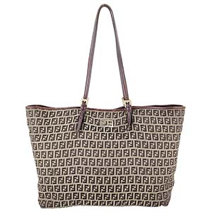 フェンディ ズッキーノ キャンバス レザー ブラウン トートバッグ