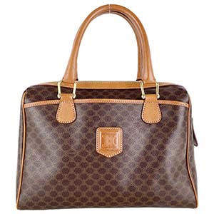 セリーヌ マカダム PVC レザー ブラウン ハンドバッグ