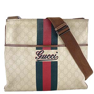 グッチ GGプラス コーティングキャンバス レザー アイボリー ショルダーバッグ