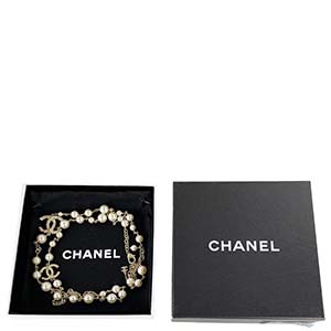 シャネル CCロゴ ゴールドメッキ フェイクパール ゴールド ロング ネックレス